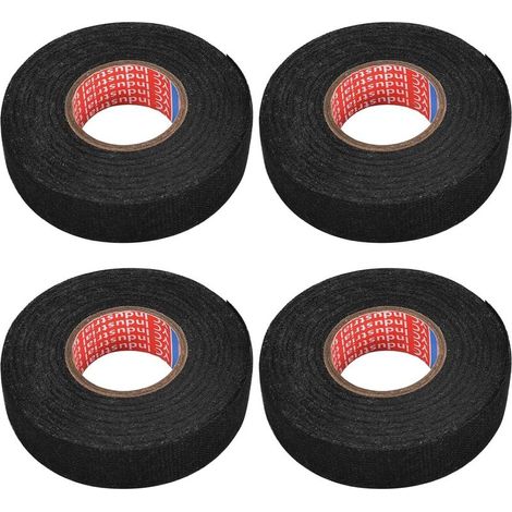 Rubans de Câblage de 19 mm x 15 m en Tissu - Ruban Adhésif Isolant électrique - Rubans Adhésifs Noir pour Voiture(4pcs) (1/5)