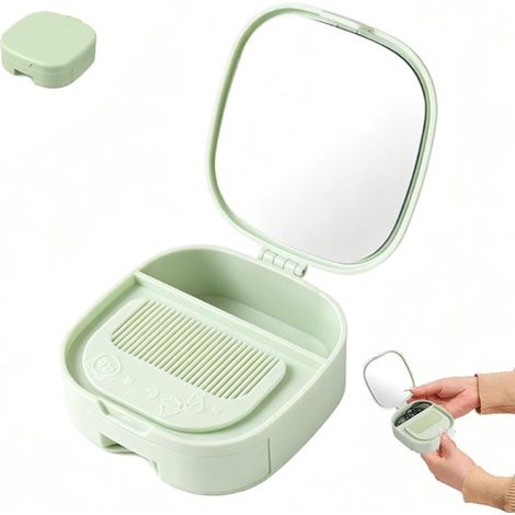 Portagioie, portagioie per ragazze, piccolo portagioie, organizer per gioielli con pettine, specchio per il trucco con cassetto per gioielli (1/5)
