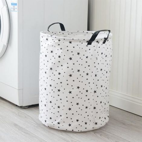 Jetcco - Zylindrischer, zusammenklappbarer Wäschekorb aus wasserdichter Sternenplane