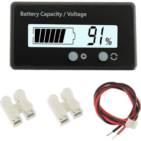 Battery Capacity Monitor Meter, Compteur de Batterie DC 12V 24V 36V 48V 72V avec Alarme ndicateur de Batterie d'acide Plomb Testeur de Batterie au Plomb Acide et au Lithium Ion(Lumière Blanche) (1/5)