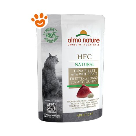 Almo Nature Cat HFC Jelly Tonno con Acciughine - Bustina 55 Gr - Cibo Umido Gatti