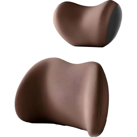 Coussin ergonomique pour appui-tête et soutien lombaire de voiture, en mousse à mémoire de forme et housse amovible respirante, pour soulager les douleurs cervicales et dorsales. (1/5)