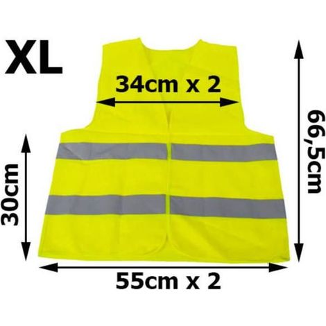 Gilet jaune de signalisation sécurité routière - XL - réfléchissant haute visibilité - Norme EN471 – Idéal Voiture, Chantier