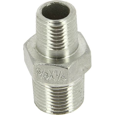 Sferaco – Mamelon inox réduit mâle 3/8-1/4 – Raccord en inox 316 – Filetage conique BSP – Pression PN20 jusqu'à 180°C (1/2)