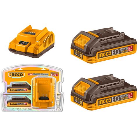 Chargeur de batteries 2.0 Ah + 2 batteries 2.0 Ah 20V compatible P20S - INGCO - FBCPK2212E