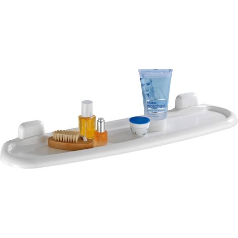 WENKO Mensola da doccia a parete, ripiano murale, Pure, Plastica, L58 cm, Bianco (1/4)