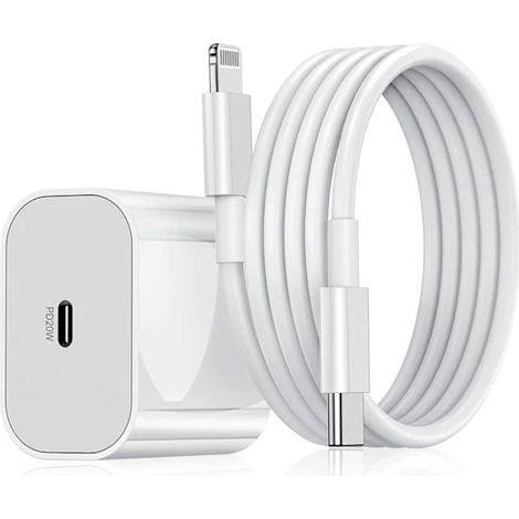 1 chargeur pour iPhone - Chargeur rapide - Adaptateur + câble de 2 m 20 W Lightning Blanc 1 chargeur pour iPhone (NT) 1 câble Lightning 1 câble Lightning 1 câble Lightning (1/4)