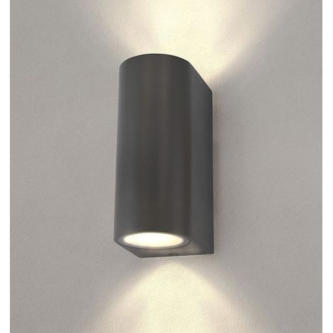 GROOFOO Applique Murale Extérieure LED Gris Sable/Anthracite Rond Double Face 2x GU10 Up and Down Applique Murale Angle de Faisceau Réglable IP54 (1/5)