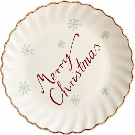 Assiette plate en céramique 15 x 1 cm, motif « Joyeux », 15 x 1 cm. (1/5)