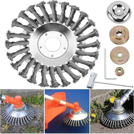 Cabezal para desbrozadora, cepillo para maleza de 200 x 25,4 mm para desbrozadora con accesorios, cepillo de acero para maleza para césped, jardín y agricultura (8 pulgadas) (1/5)