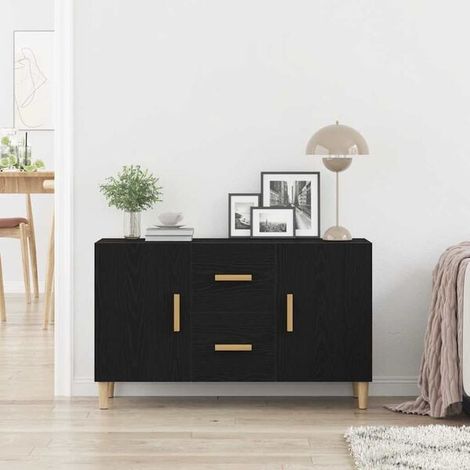 Buffet de Cuisine en Bois d'Ingénierie, Meuble Rangement Noir Effet Chêne 100x36x60 cm, Desserte Moderne avec Étagères pour Salle à Manger et Salon (1/5)