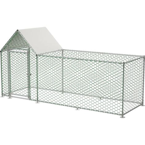 Gabbia per animali domestici, chiusura di sicurezza, tela in PE impermeabile, argento - 3x1x1,5 m (1/2)