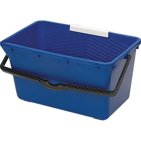 Seau de nettoyage des vitres 18 l en plastique bleu – Bac extra-stable avec échelle de mesure – Poignée de transport incluse – Nölle (1/2)