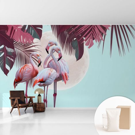 Tapete Vliestapete mit Kleber für Wohnzimmer Schlafzimmer Küche - Wanddekoration Exotische Vögel 416x254 cm (1/5)