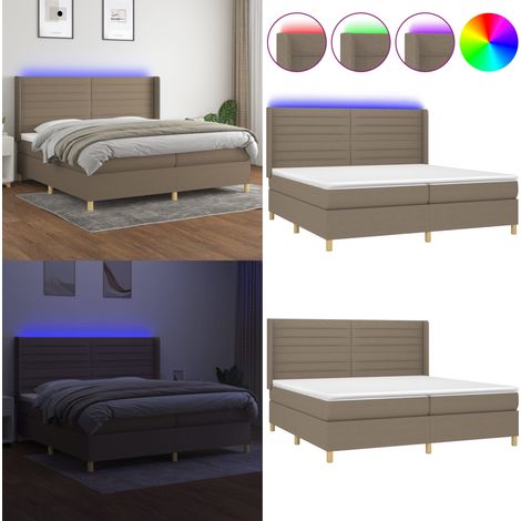 Sommier à lattes de lit matelas et LED Taupe 200x200 cm Tissu - Sommier Tapissier - Lit Plateforme - Lit Avec Rangement - Lit Design - Lit Moderne - Home & Living (1/5)