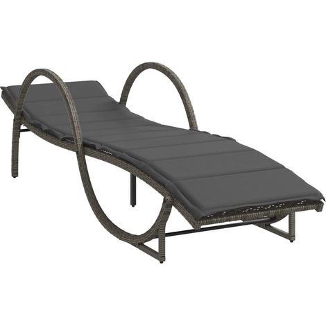 Maison Exclusive - Lettino Prendisole con Cuscino Grigio 60x199x42cm in Polyrattan