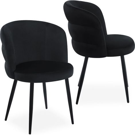 Lot de 2 chaises modernes matelassées Malawi Velours Noir