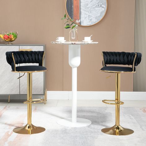 Lot de 2 tabourets de bar pivotants réglables avec dossier assise confortable îlot central (1/5)