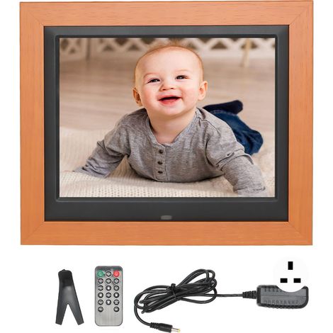 Cadre photo numérique 8,7 pouces écran IPS haute définition avec télécommande, pour calendrier, horloge, musique, prise UK (1/5)