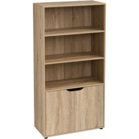 Bibliothèque meuble étagère coloris naturel - Longueur 59 x Profondeur 29 x Hauteur 119 cm (1/4)