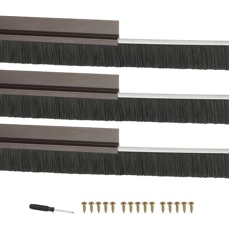 3 Sets Door Brush 1.18" Bristle x 39.37" Long Brown/Black (1/5)
