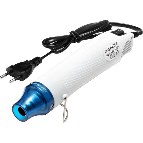 Mini pistolet thermique 220 V, pistolet thermique portatif pour film rétractable, gaine thermorétractable, fournitures en résine époxy, gaufrage, bricolage (blanc) (1/5)