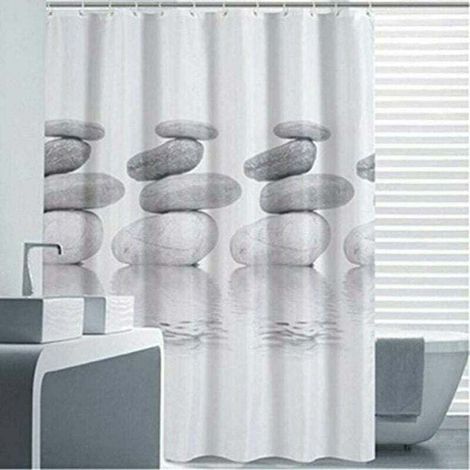 Kieselgrauer Duschvorhang aus Polyester, schimmelresistent, wasserdicht, waschbar, antibakteriell (180 x 180 cm)
