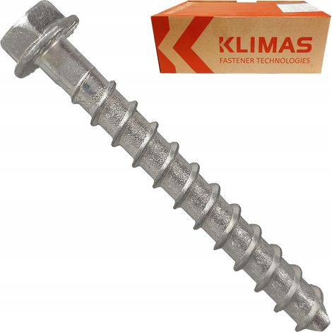 Vis Béton Klimas, 8 x 60 mm, Tête Hexagonale À Rondelle, Fixation Lourde, Boîte 50 Pièces (1/5)