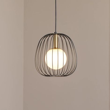 [GEBRAUCHT] B-Ware Hängeleuchte Pendelleuchte Bell S Lampe Schwarz Gold Weiß 1 Flammig 24 Cm