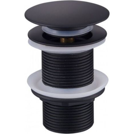 Bonde de lavabo noire sans trop-plein – Laiton de haute qualité – Mécanisme clic-clac – Connexion standard G1¼ – Évacuation rapide (1/5)