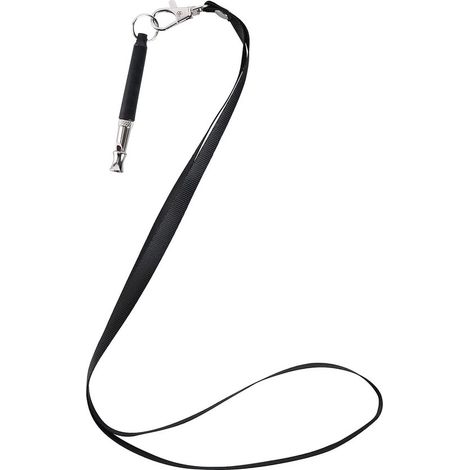 Sifflet pour chien - Sifflet de dressage - avec cordon porte-clés - cuivre et plastique - noir et argent - 80,8 cm - pas réglable - pour le dressage des chiens (1/5)