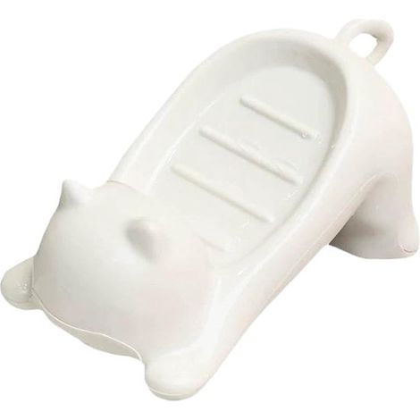 Portasapone con motivo a gatto, piattino con foro di drenaggio, organizer per il bagno, 16 cm di lunghezza, bianco (1/5)