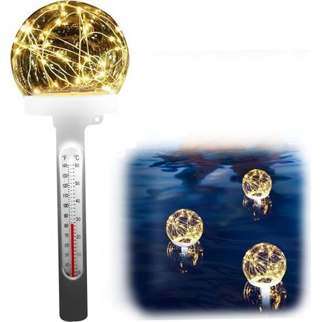 Thermomètre de piscine flottant à lecture facile à lire solaire LED flottante Piscine Thermomètre sans fil d'eau pour bain de glace à baignoire (1/5)