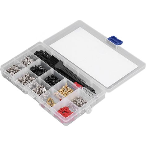 Kit de 366 vis pour ordinateur, entretoises pour carte mère, tournevis et brosse inclus, ensemble complet de fixation PC (1/5)