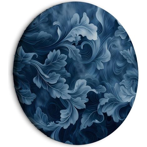 Quadro rotondo - Ornamenti astratti Foglie vittoriane blu scuro / Ornamenti astratti blu scuro densi (1/4)