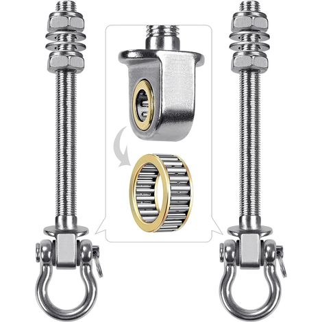 2pcs Crochet de Hamac, 17.5cm Accroche de Balançoire Fixation Fauteuil Suspendu de 180 Pivot Ensemble Plafond Poutre Chaise de Yoga Sac de Frappe Materiel de Suspension, 1500lbs (1/5)