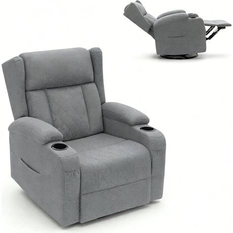 Sillón relax giratorio gris con respaldo reclinable y reposapiés (1/5)