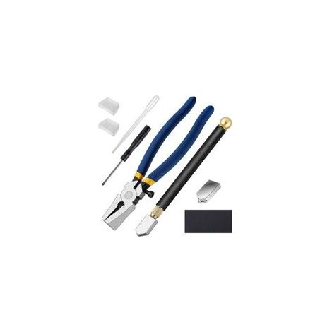 Set di 4 tagliavetro per impieghi gravosi con taglierina per vetro e taglierina per vetro con punta in carburo per mosaici/piastrelle/specchi/vetrate artistiche (1/4)