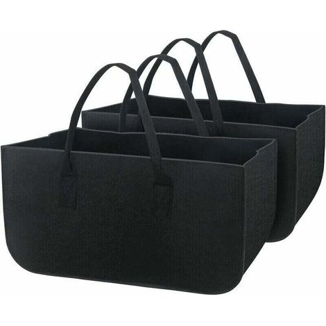 Sac à bûches pliable en feutre double compartiment – grand panier de rangement souple pour bois de chauffage, jouets ou courses