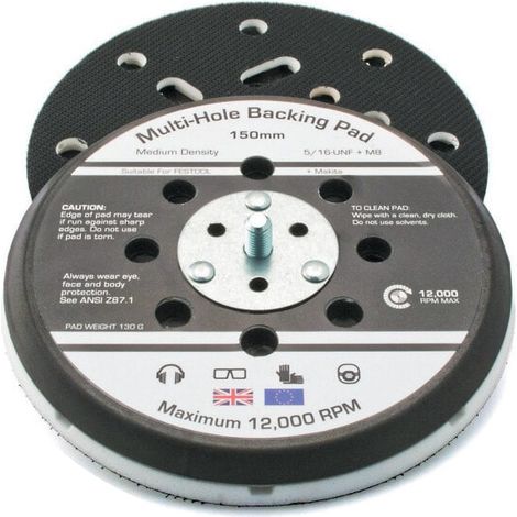 Flexipads 150mm Dual-Action Sander Backing Pad, Fibreglass Backplate, 5/16 UNF + M8