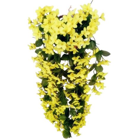 4 pétales à suspendre, fleurs artificielles, fleurs de glycine artificielles à suspendre pour mariage, décoration d'intérieur (jaune) (1/5)