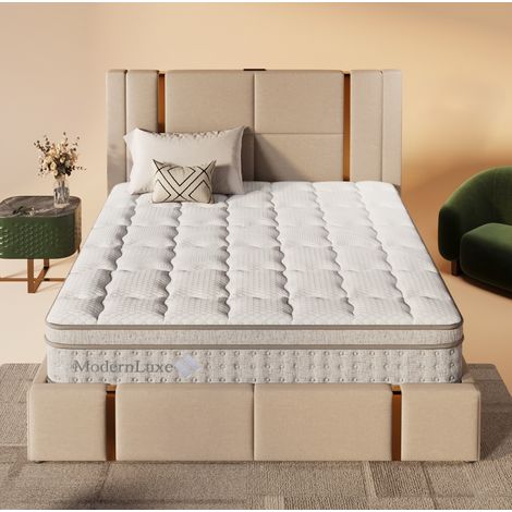 Matelas hybride ressorts ensachés 7 zones et mousse froide H3 mi-ferme, respirant, soutien orthopédique, OEKO-TEX, 140x190 cm (1/5)