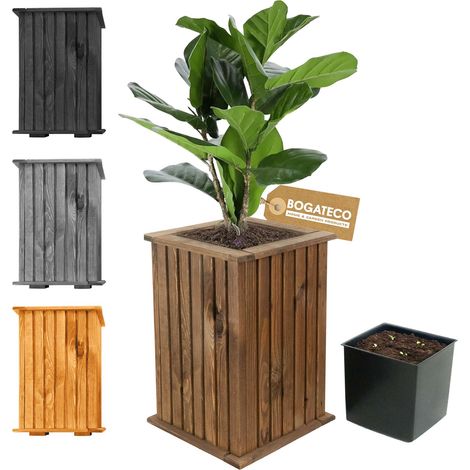Jardinière Bois Bogateco 40x25x25 cm avec Bac Brun Foncé (1/5)