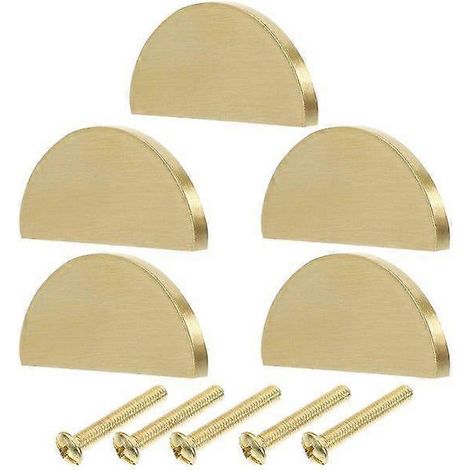 Boutons de porte en cuivre doré - Lot de 5, durables et légers, design ergonomique pour armoires, tiroirs et placards (1/3)
