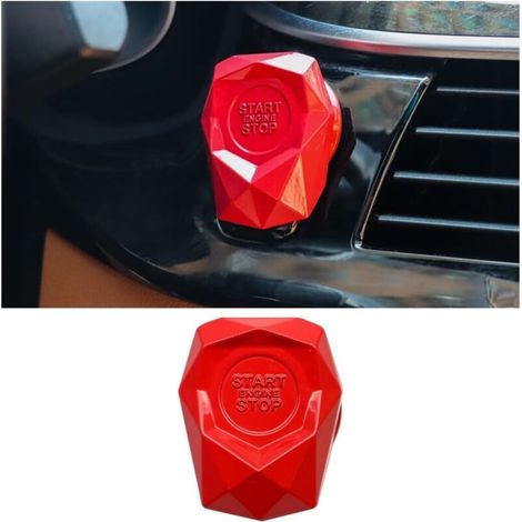 Lntyq Couvercle de bouton-poussoir de voiture, garniture de protection du bouton de démarrage du moteur, décoration de couvercle en métal de bouton d'allumage universel pour l'intérieur de la voiture 