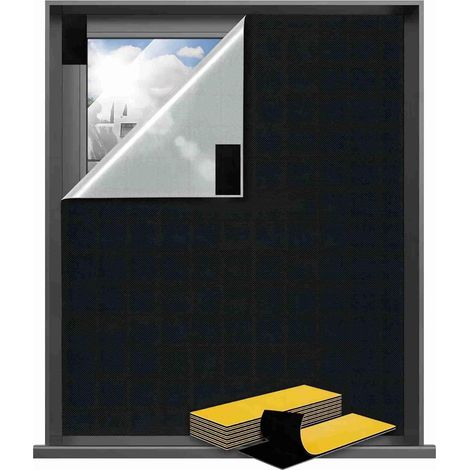 Estor opaco sin taladrar - Estor opaco 100% para ventanas, cortina opaca mejorada de tela Oxford con velcro resistente, estor opaco recortable de 200x145 cm parasol para el hogar (1/5)