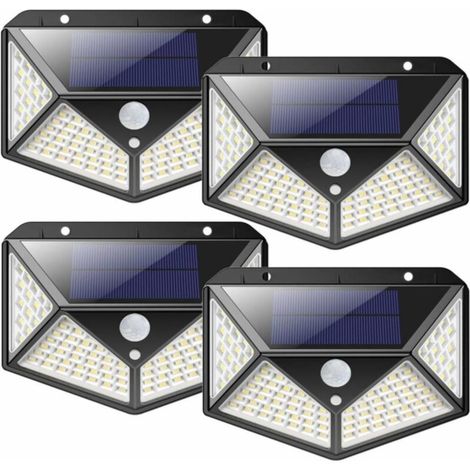 Lampe solaire extérieure étanche éclairage extérieur 270° lumière solaire 180° détecteur de mouvement solaire spot lumière jardin solaire applique murale 4 pièces sunflower (1/2)