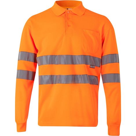 Polo Manga Larga Alta Visibilidad NARANJA FLÚOR 3XL