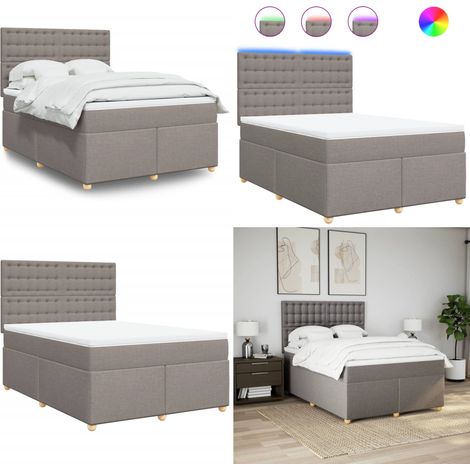 vidaXL Boxspringbett mit Matratze Taupe 160x200 cm Stoff (1/5)