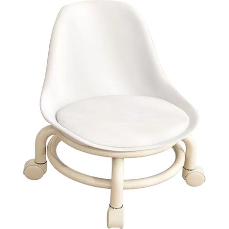 Tabouret roulant bas pour enfants avec dossier, tabouret à roulettes basse avec roulettes universelles, marchepied blanc (1/5)